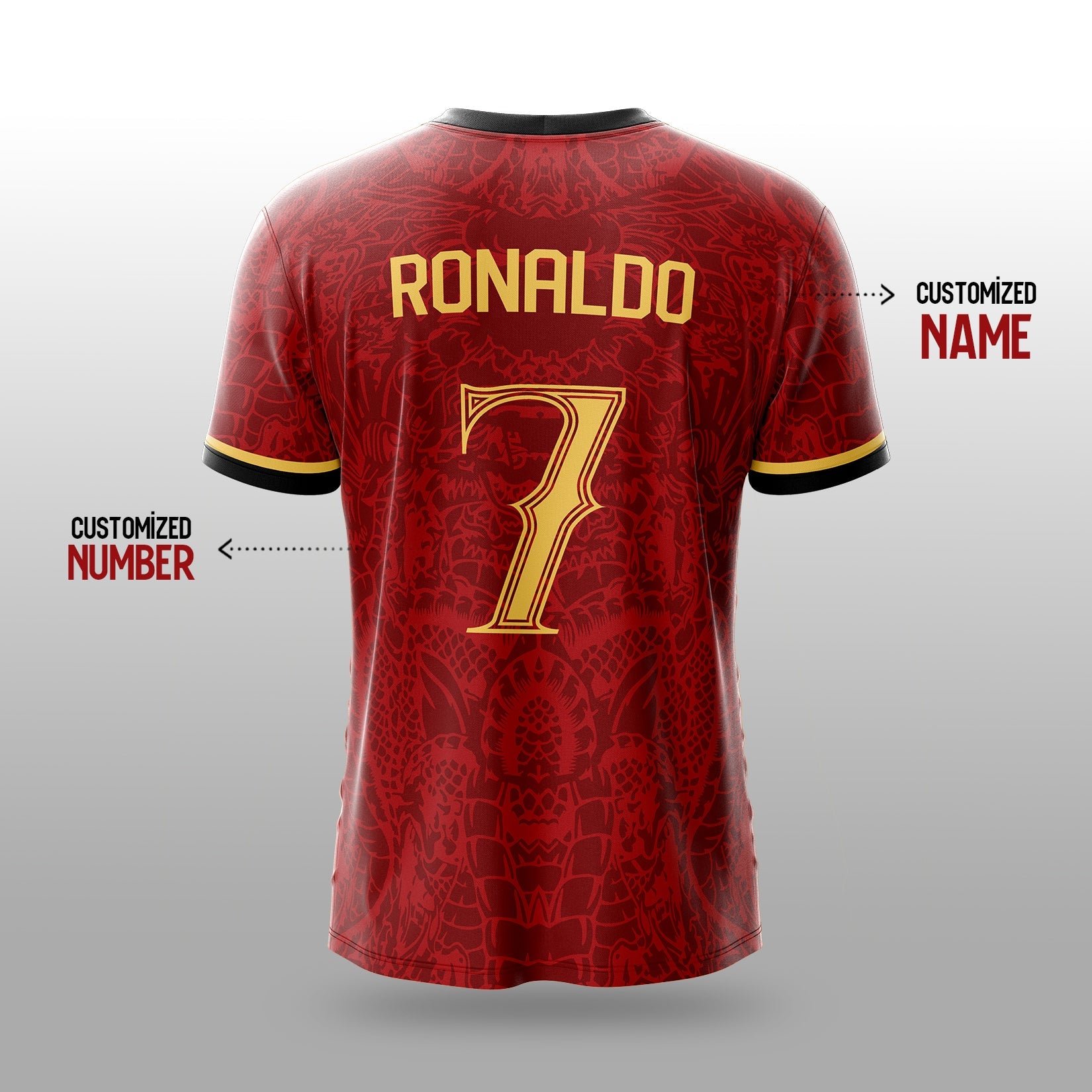 Real Red Dragon Fury Football Jersey | Custom Name & Number | Sizes 2Y to 4XL your jersey