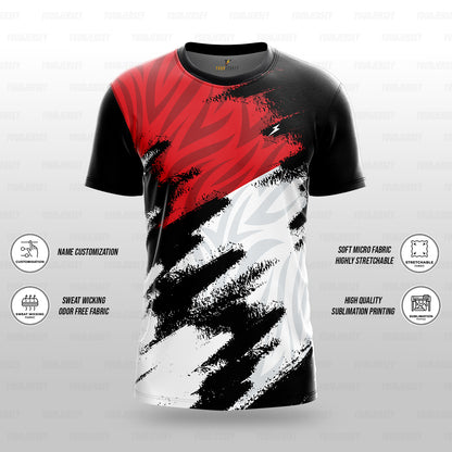 Custom Sports Jersey for Men & Kids Personalised T-Shirt - Red & White Black Jersey yourjerseyj
