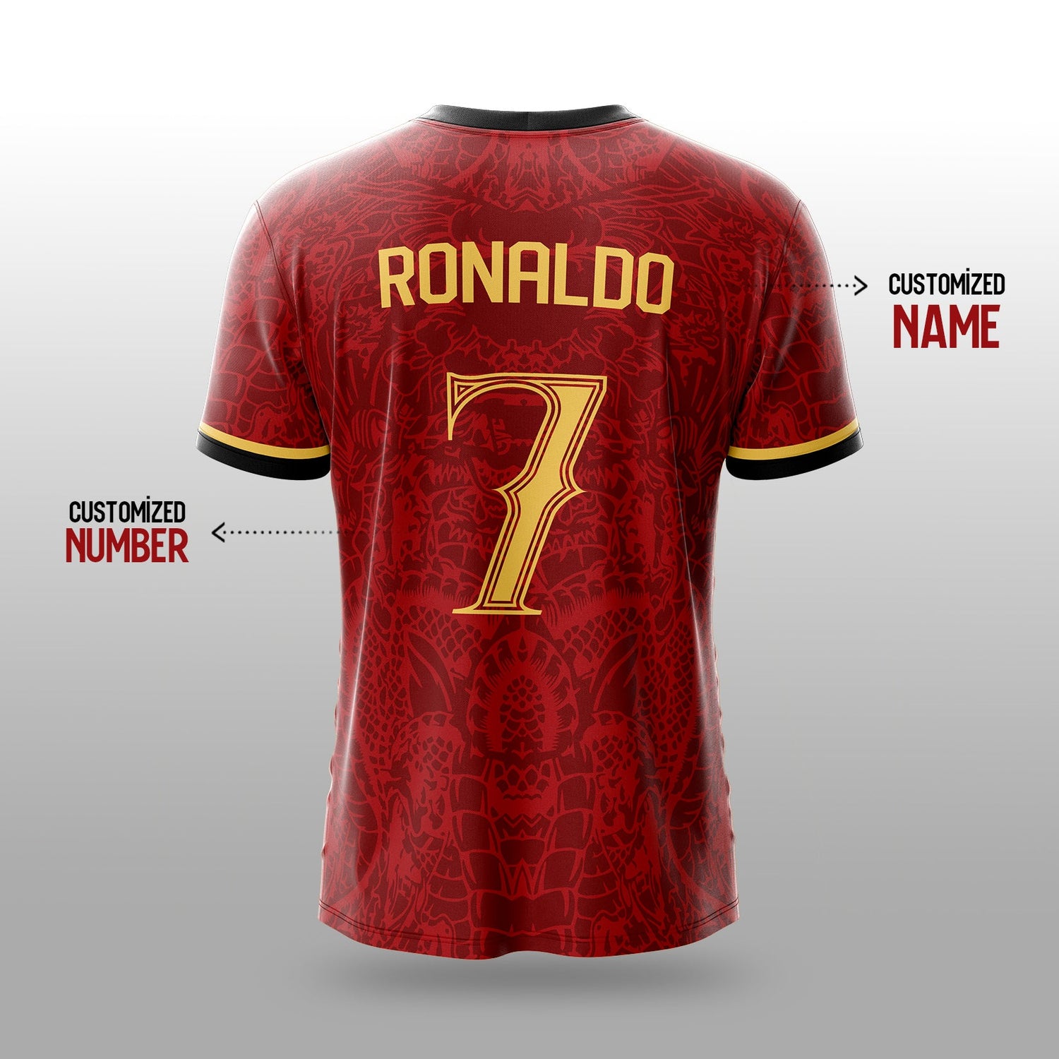 Real Dragon Fury Football Jersey | Custom Name & Number | 3 Colors: Red | Black | Green | Sizes 2Y to 4XL your jersey