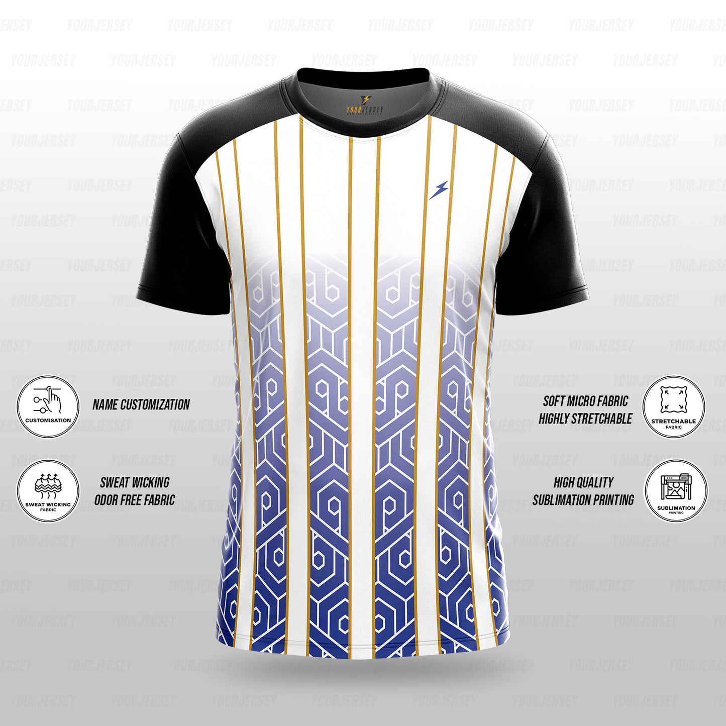 Custom Sports Jersey for Men Personalised T-Shirt - Purple & White Line Black Jersey yourjerseyj