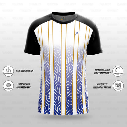 Custom Sports Jersey for Men Personalised T-Shirt - Purple & White Line Black Jersey yourjerseyj