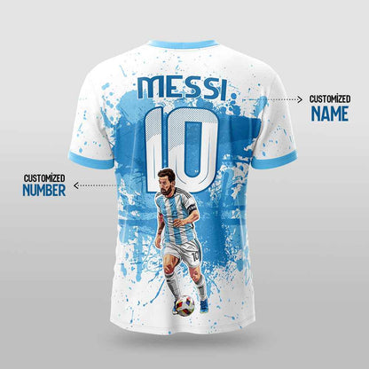 Messi GOAT Football Fan Jersey (YJ Special Fan Edition) – White & Blue