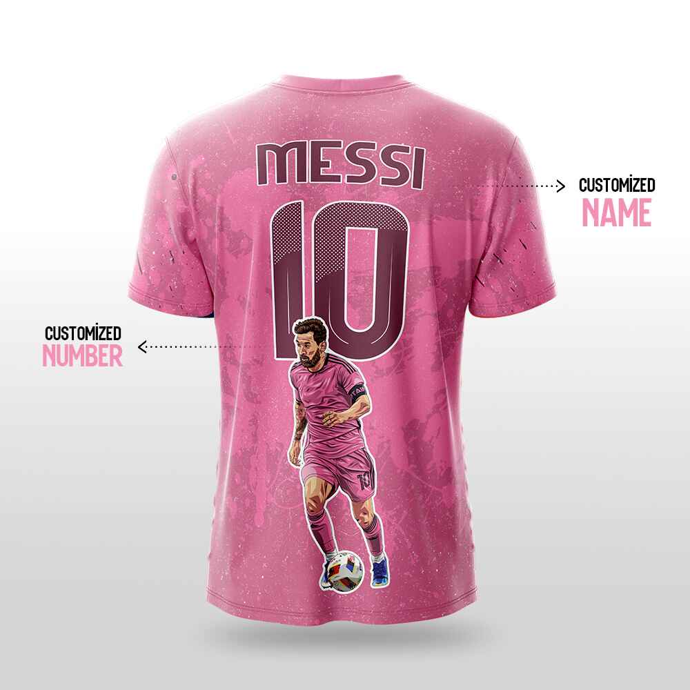 Messi GOAT Football Fan Jersey (YJ Special Fan Edition) – Pink yourjerseyj