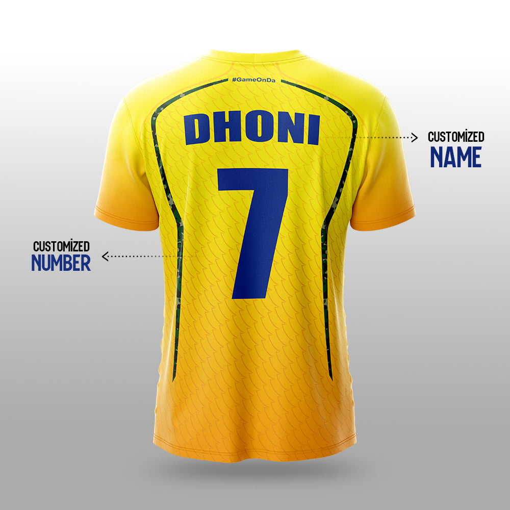 IPL Chennai Yellow Cricket Jersey 2026 | Custom Name & Number | Personalized IPL Style Cricket T-Shirt for Men, Women & Kids | AiroFab Breathable Sportswear | Fan Edition | Sizes 2Y–4XL
