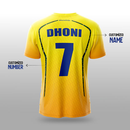 IPL Chennai Yellow Cricket Jersey 2026 | Custom Name & Number | Personalized IPL Style Cricket T-Shirt for Men, Women & Kids | AiroFab Breathable Sportswear | Fan Edition | Sizes 2Y–4XL