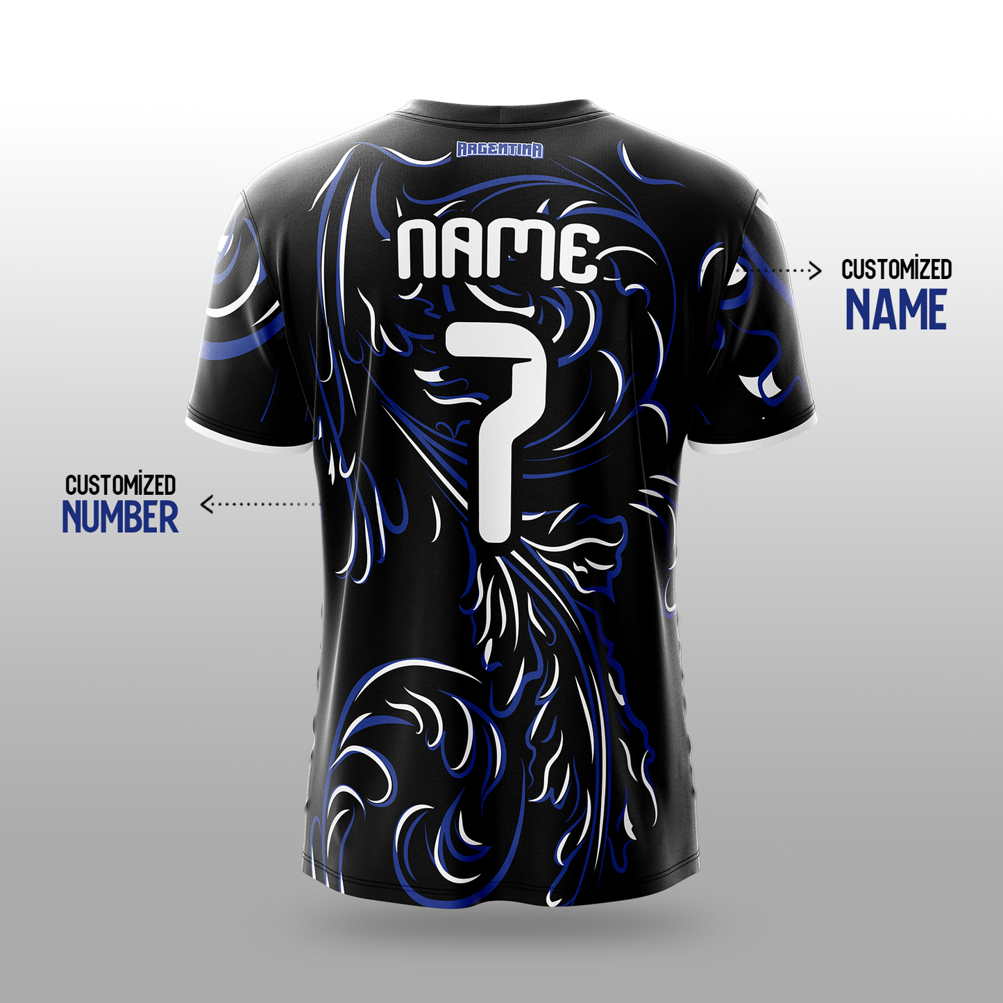 Argentina Away Football Jersey 2026 – Black & Blue Fan Jersey for Men, Women, Boys & Kids with Custom Name and Number