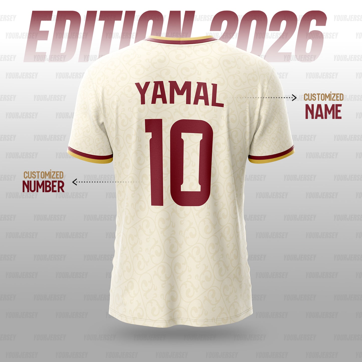 Spain Away Football Jersey 2026 – Off-White Fan Jersey for Men, Women, Boys & Kids with Custom Name and Number