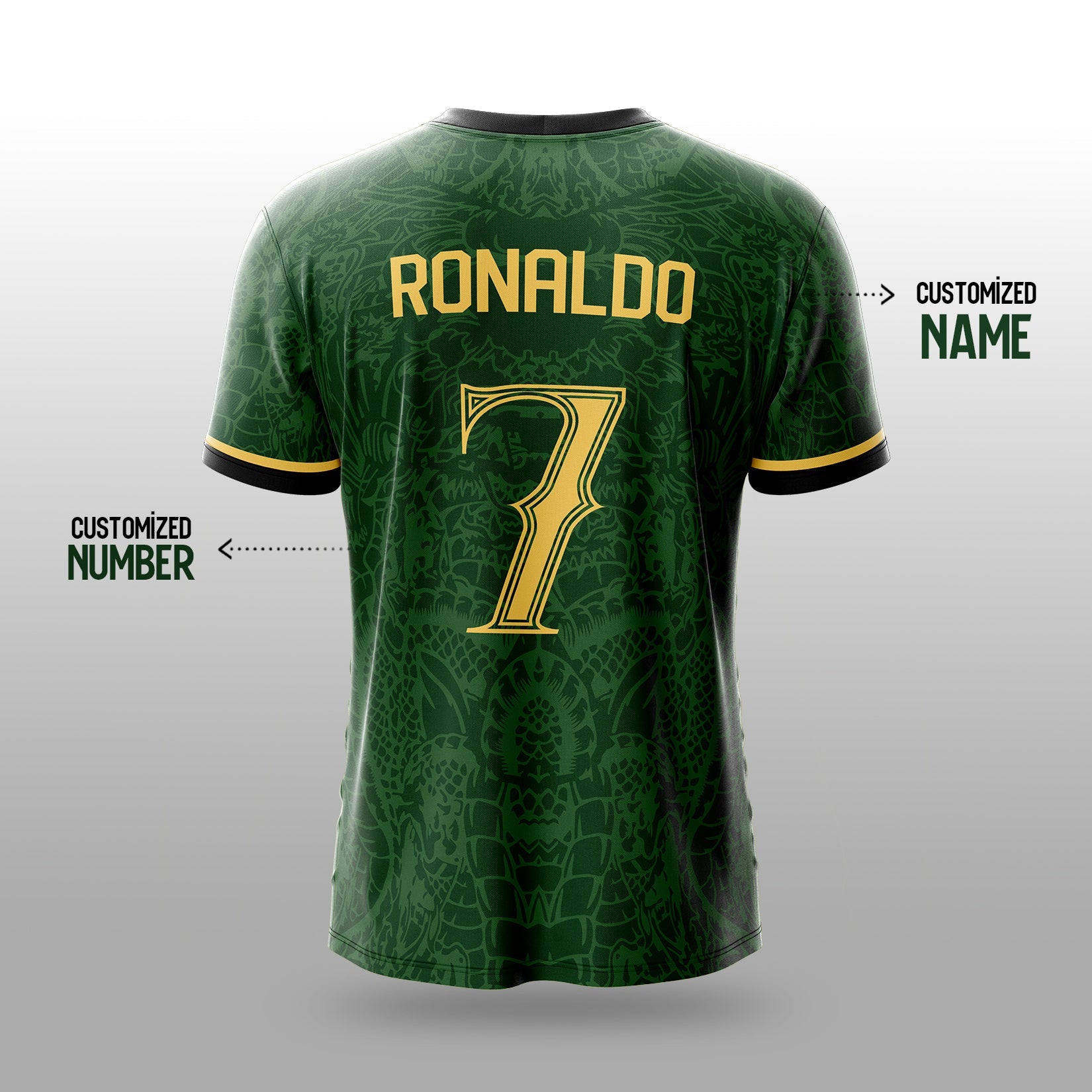 Real Dragon Fury Football Jersey | Custom Name & Number | 3 Colors: Red | Black | Green | Sizes 2Y to 4XL your jersey
