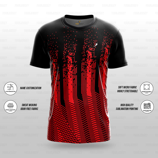 Custom Sports Jersey for Men & Kids Personalised T-Shirt - Red Code yourjerseyj