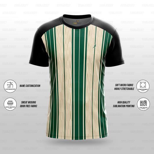 Custom Sports Jersey for Men Personalised T-Shirt - Forest Green & White Line Black Jersey yourjerseyj