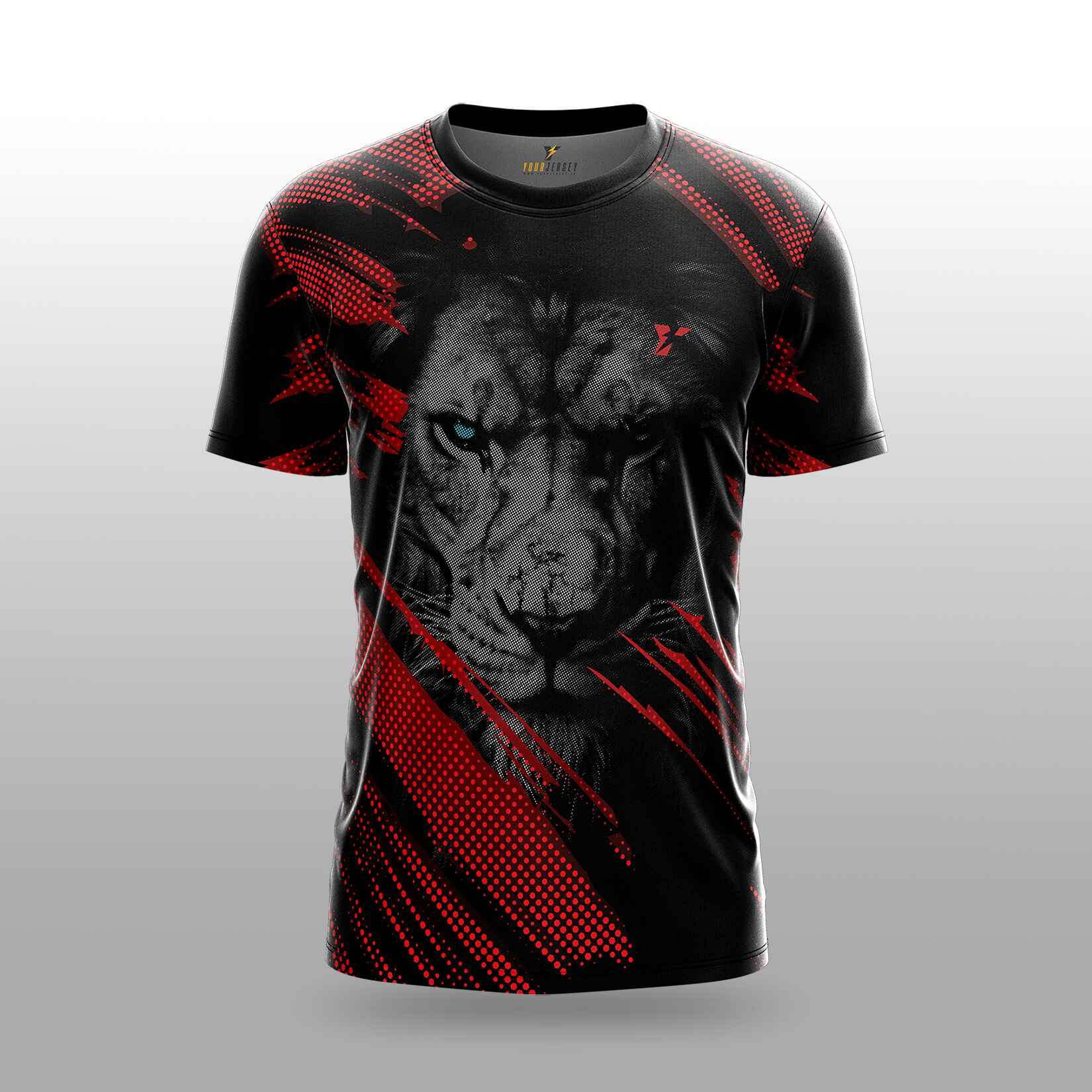 Hidden Lion Custom Sports Jersey  – Black & Red Graphic Design your jersey