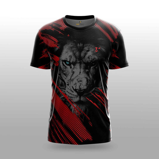 Hidden Lion Custom Sports Jersey  – Black & Red Graphic Design
