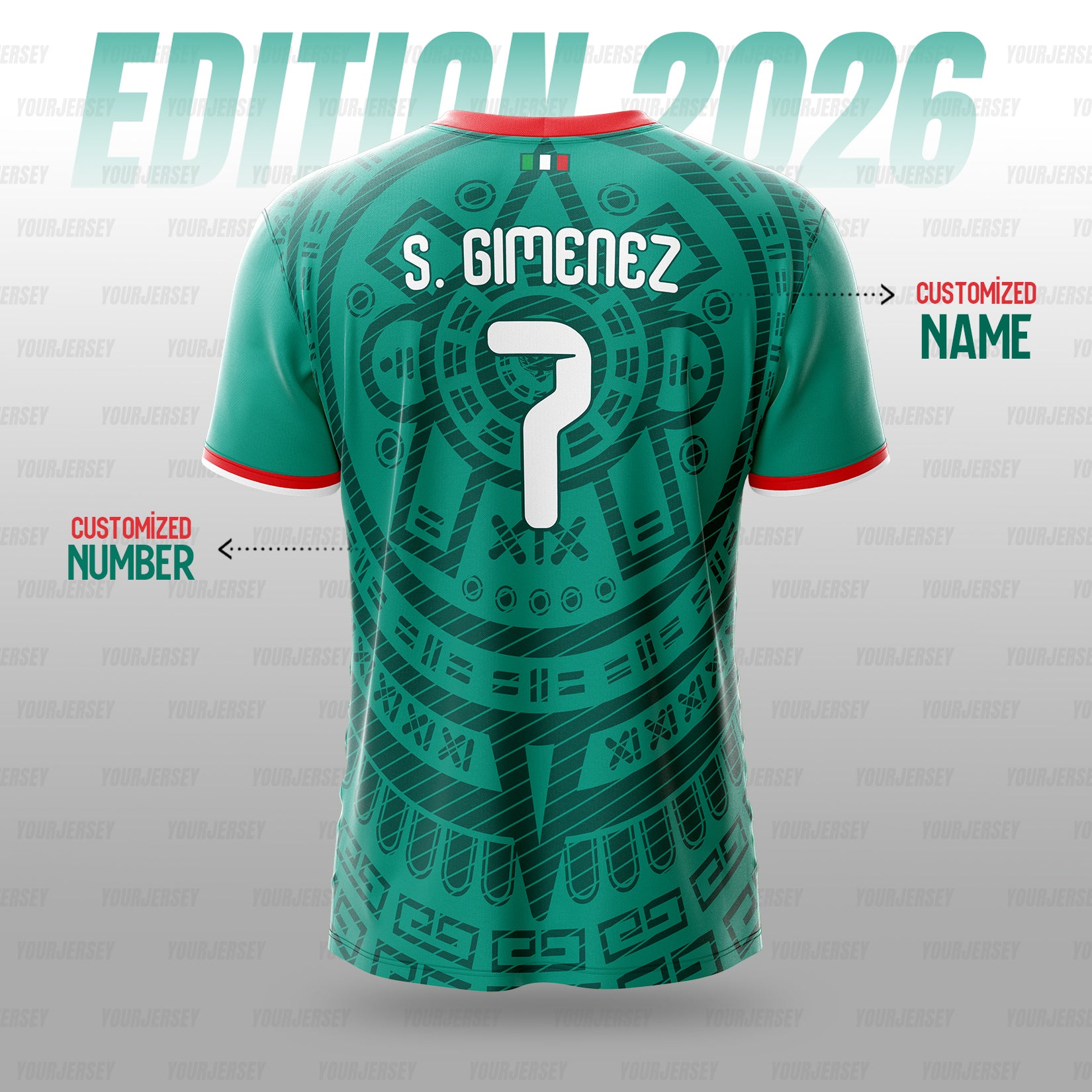 Mexico 2026 Football Jersey – Red & Yellow Custom Name & Number (Copy) yourjerseyj