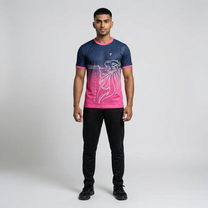 IPL Rajasthan Cricket Jersey 2026 with Name & Number | Customized Rajasthan Fan Jersey for Men, Women & Kids | Personalized Cricket T Shirt | AiroFab Breathable Sportswear | Pink | Sizes 2Y-4XL