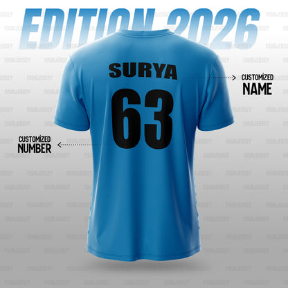 KUNG FU Pandya 33 India T20 Cricket Jersey 2026 – Player Edition Sports Jersey | Custom Name & Number Personalized Cricket T-Shirt for Kids, Men & Women | Breathable Blue Indian Sportswear 2Y–4XL
