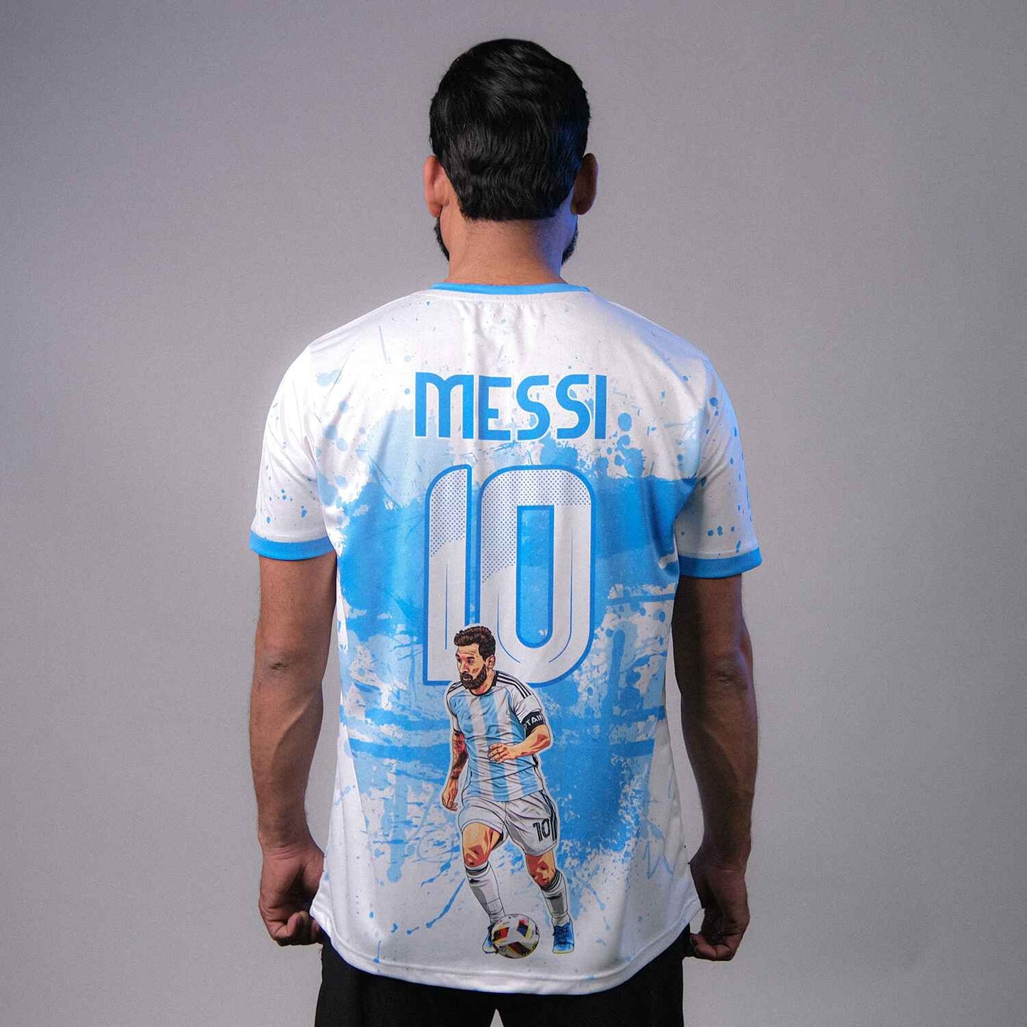 Messi GOAT Football Fan Jersey (YJ Special Fan Edition) – White & Blue