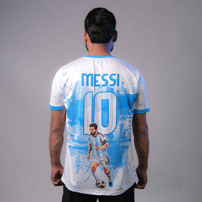 Messi GOAT Football Fan Jersey (YJ Special Fan Edition) – White & Blue