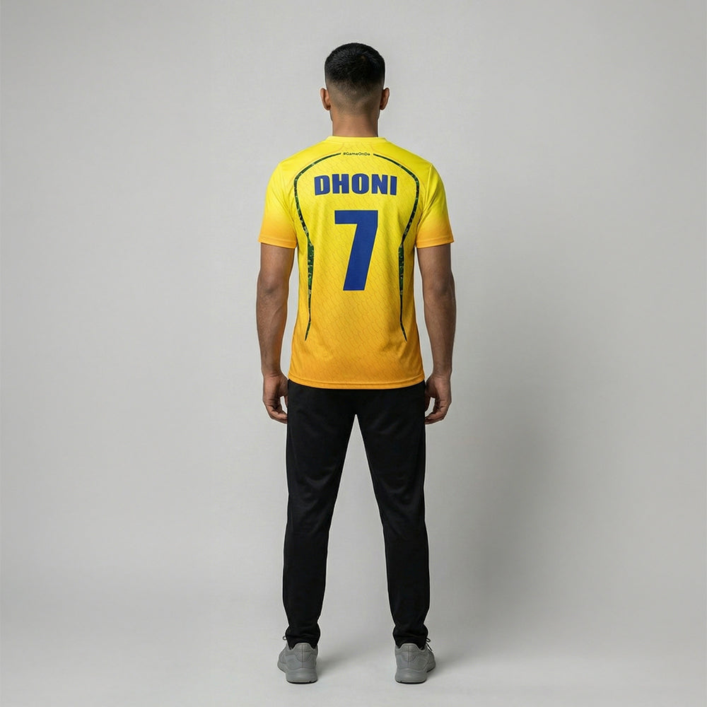 IPL Chennai Yellow Cricket Jersey 2026 | Custom Name & Number | Personalized IPL Style Cricket T-Shirt for Men, Women & Kids | AiroFab Breathable Sportswear | Fan Edition | Sizes 2Y–4XL