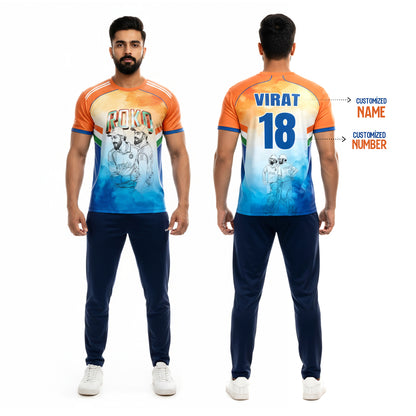 ROKO Cricket Jersey – Premium India Fan Jersey | Custom Name & Number for Kids, Men & Women yourjerseyj
