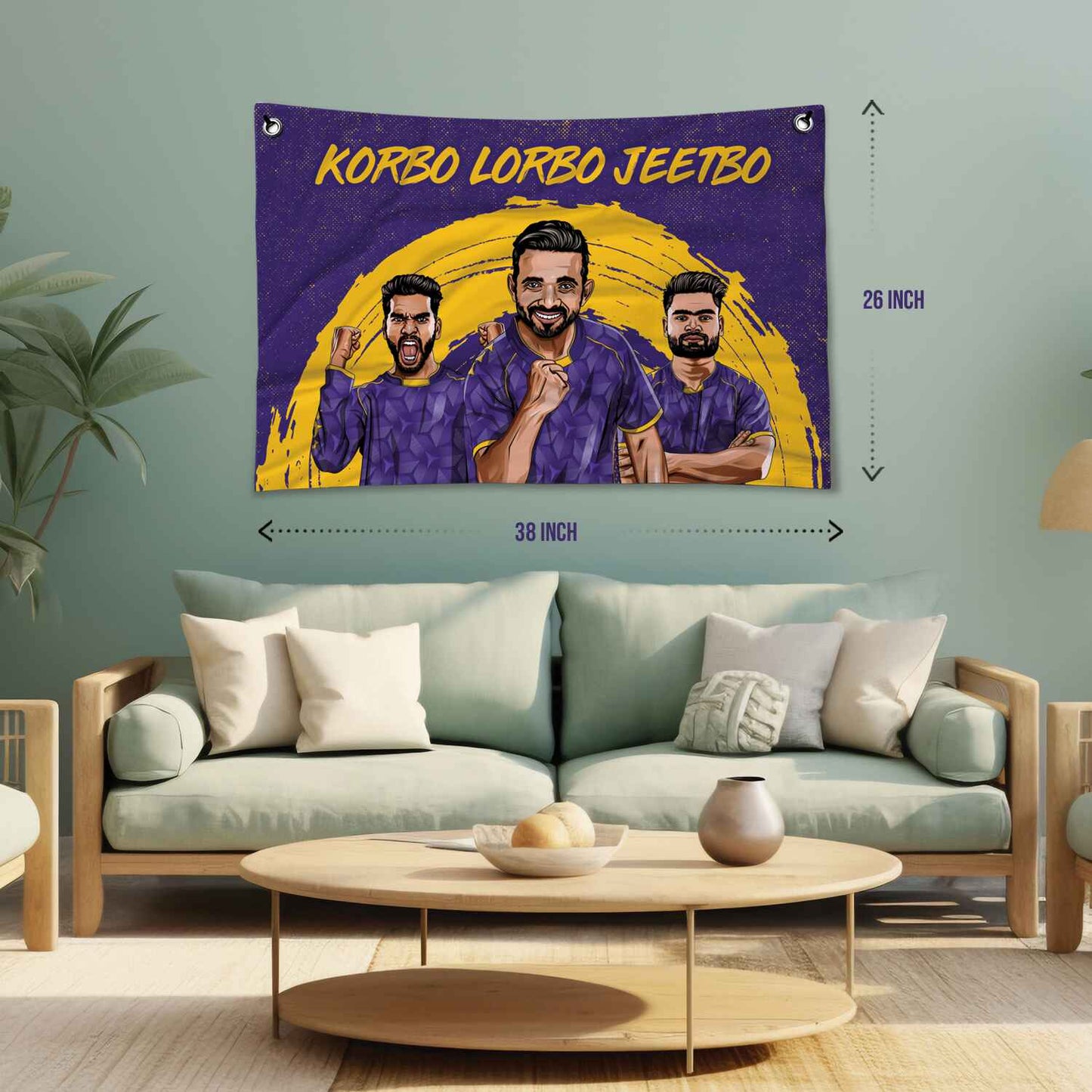 IPL Kolkata KKR Canvas Wall Flag