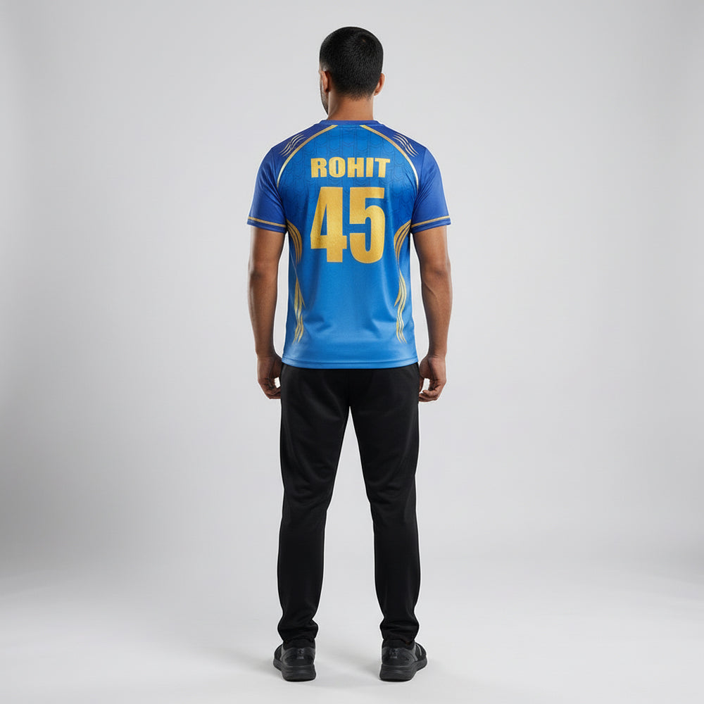 IPL Mumbai IPL Cricket Jersey 2026 | Custom Name & Number | Personalized IPL Style Cricket Jersey for Kids, Men, & Women | AiroFab Breathable Sports T-Shirt| Mumbai Fan Jersey | Sizes 2Y–4XL