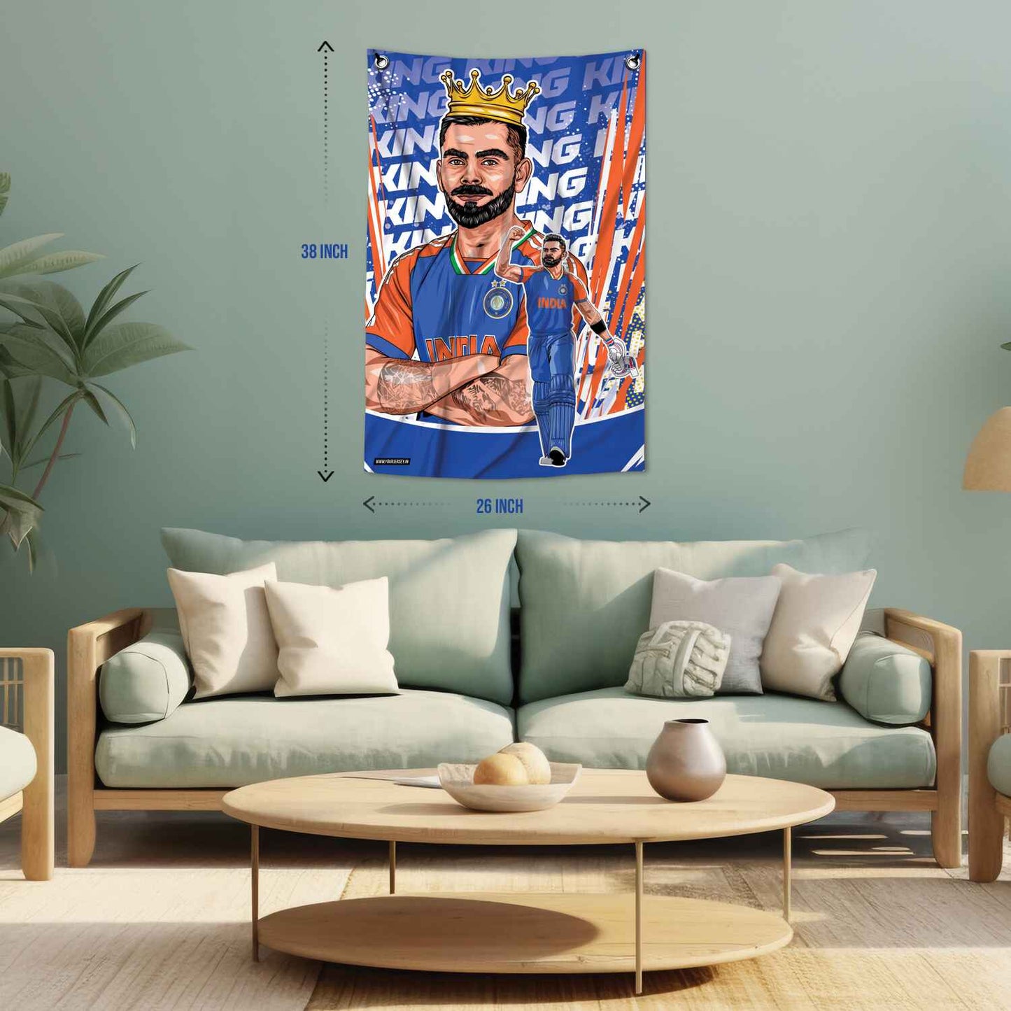 King Kohli Canvas Wall Flag