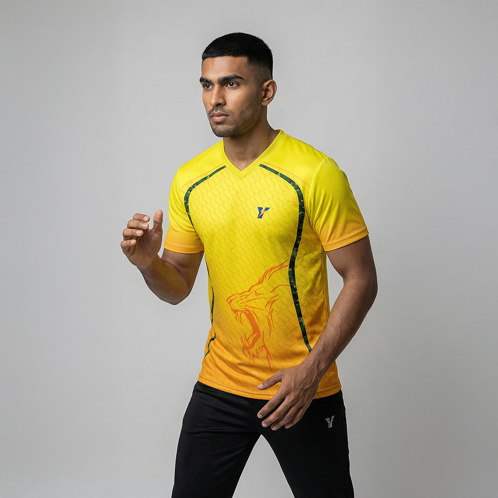 IPL Chennai Yellow Cricket Jersey 2026 | Custom Name & Number | Personalized IPL Style Cricket T-Shirt for Men, Women & Kids | AiroFab Breathable Sportswear | Fan Edition | Sizes 2Y–4XL