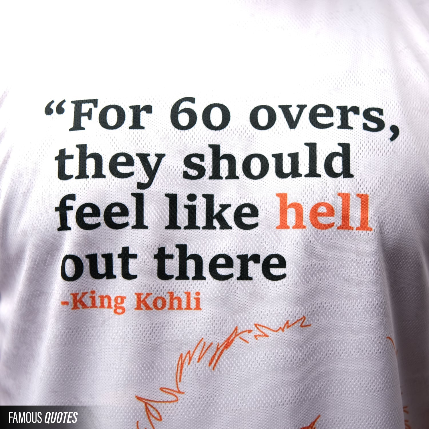 King Kohli Tribute Jersey – White & Orange | Cricket Motivation Tee by Your Jersey. your jersey