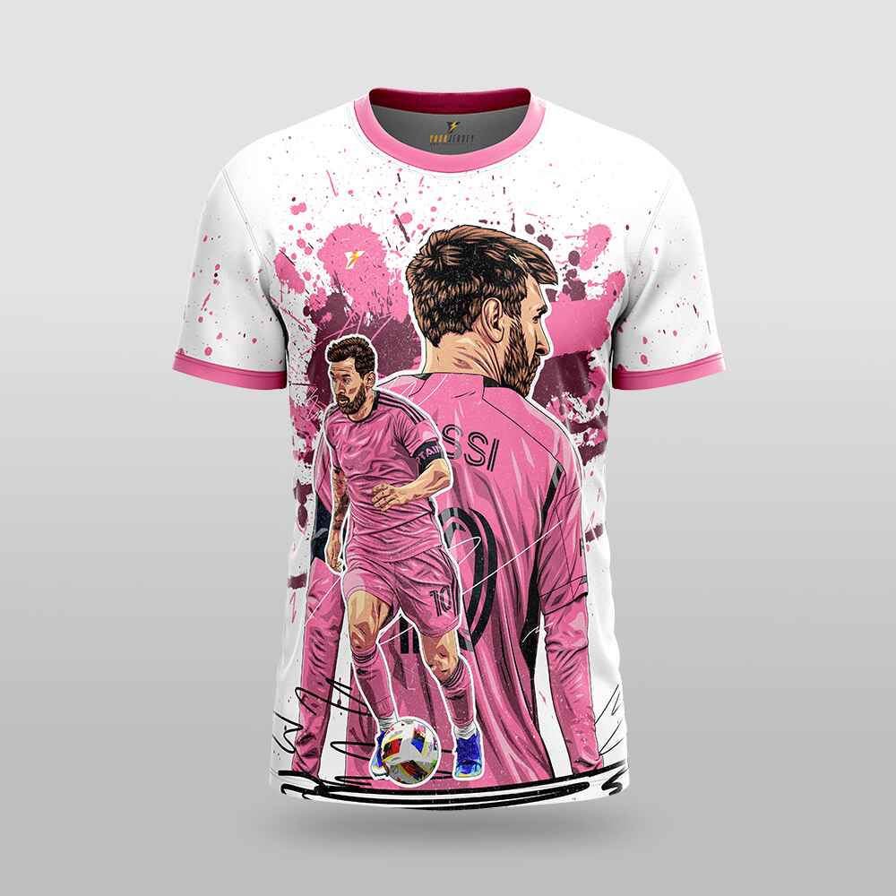 Messi GOAT Football Fan Jersey (YJ Special Fan Edition) – White & Pink yourjerseyj