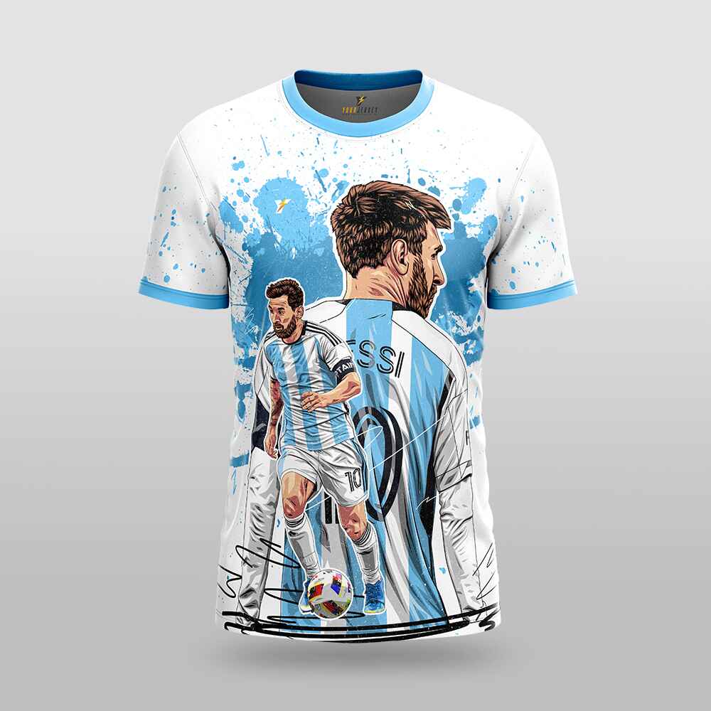 Messi GOAT Football Fan Jersey (YJ Special Fan Edition) – White & Blue yourjerseyj