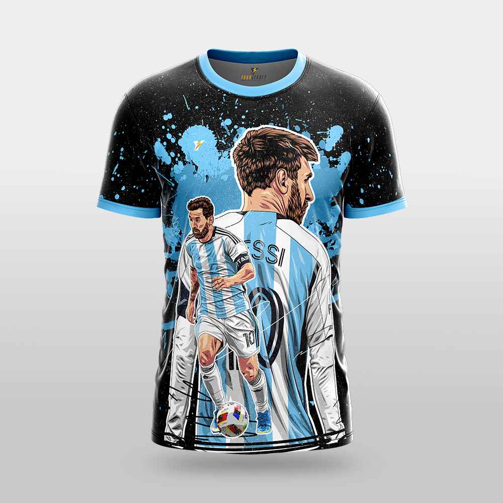 Messi GOAT Football Fan Jersey (YJ Special Fan Edition) – Black & Blue yourjerseyj